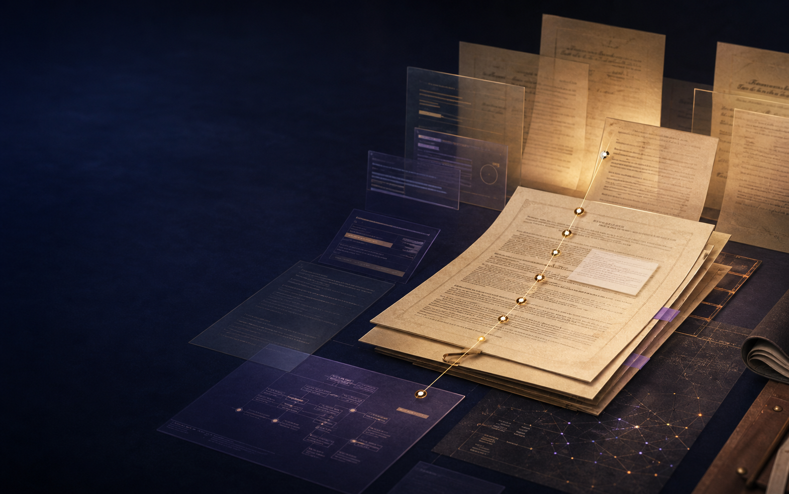 Layered legal records connected by an authority trail